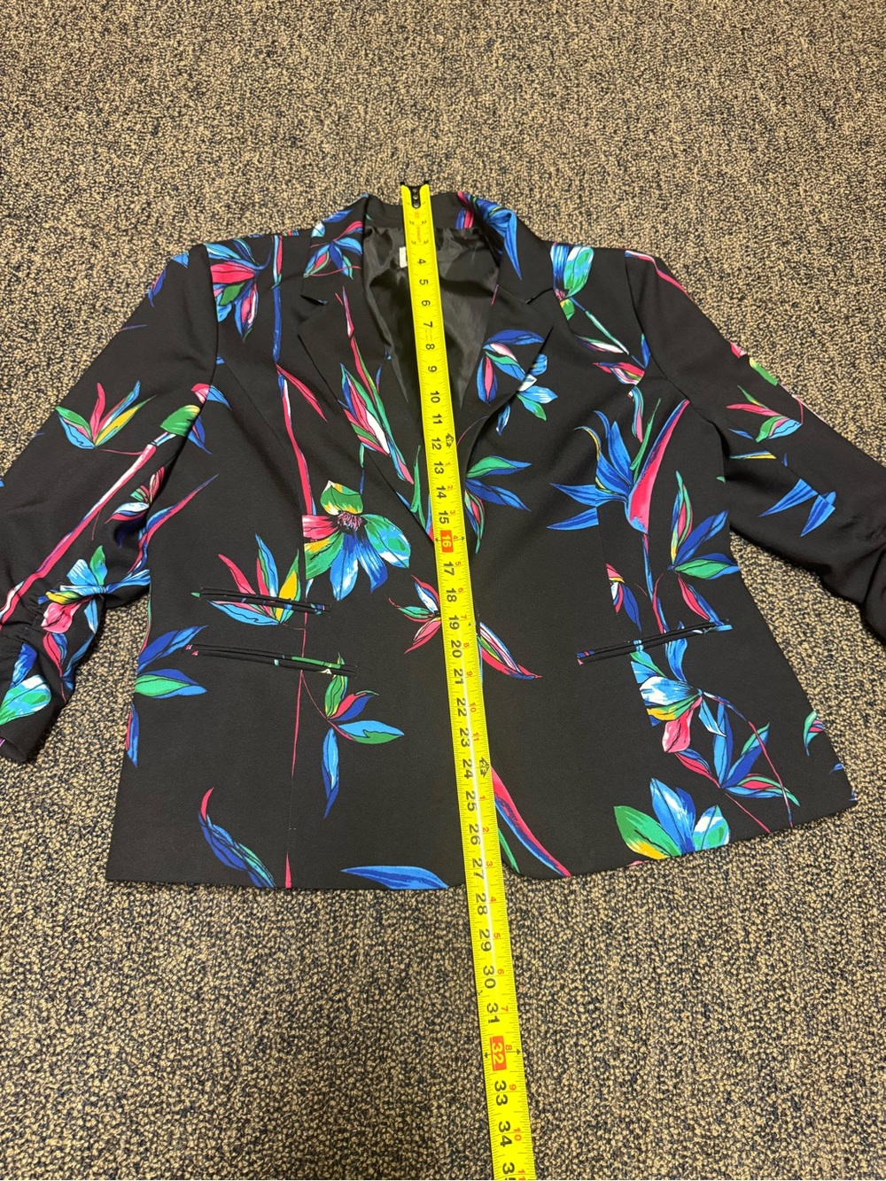 Anne Klein black Floral Single-Button Blazer with Bright Print - Picture 4 of 11
